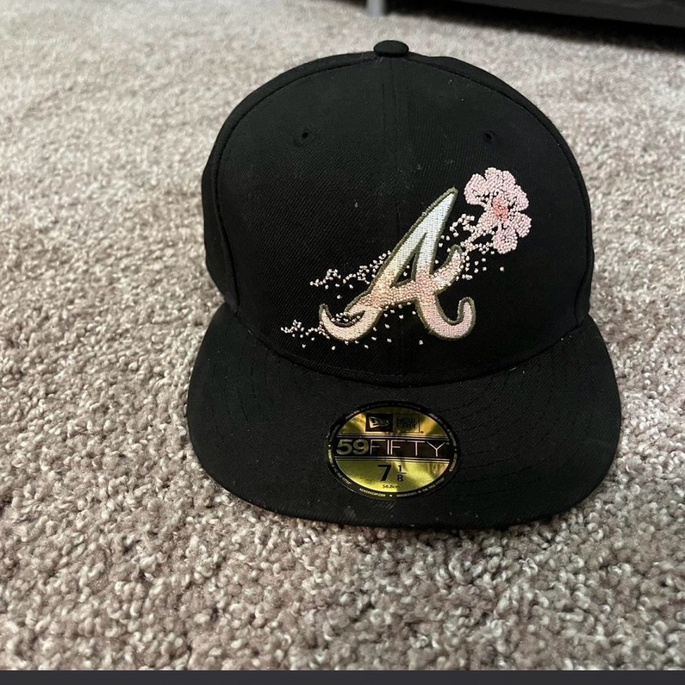 New Era Black Cap with Floral Embroidery